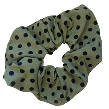 Load image into Gallery viewer, Green &amp; Black Dot Scrunchy