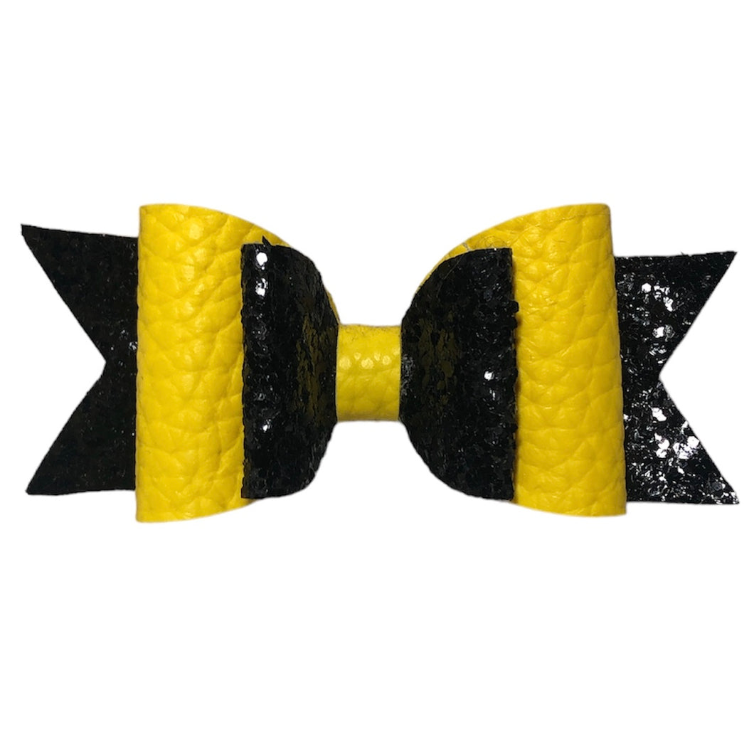 Black Glitter + Yellow Large Bow