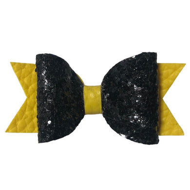 Black Glitter + Yellow Small Bow